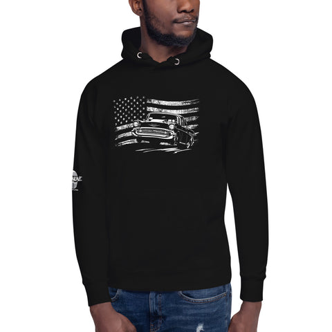 57 Chevy American flag hoodie